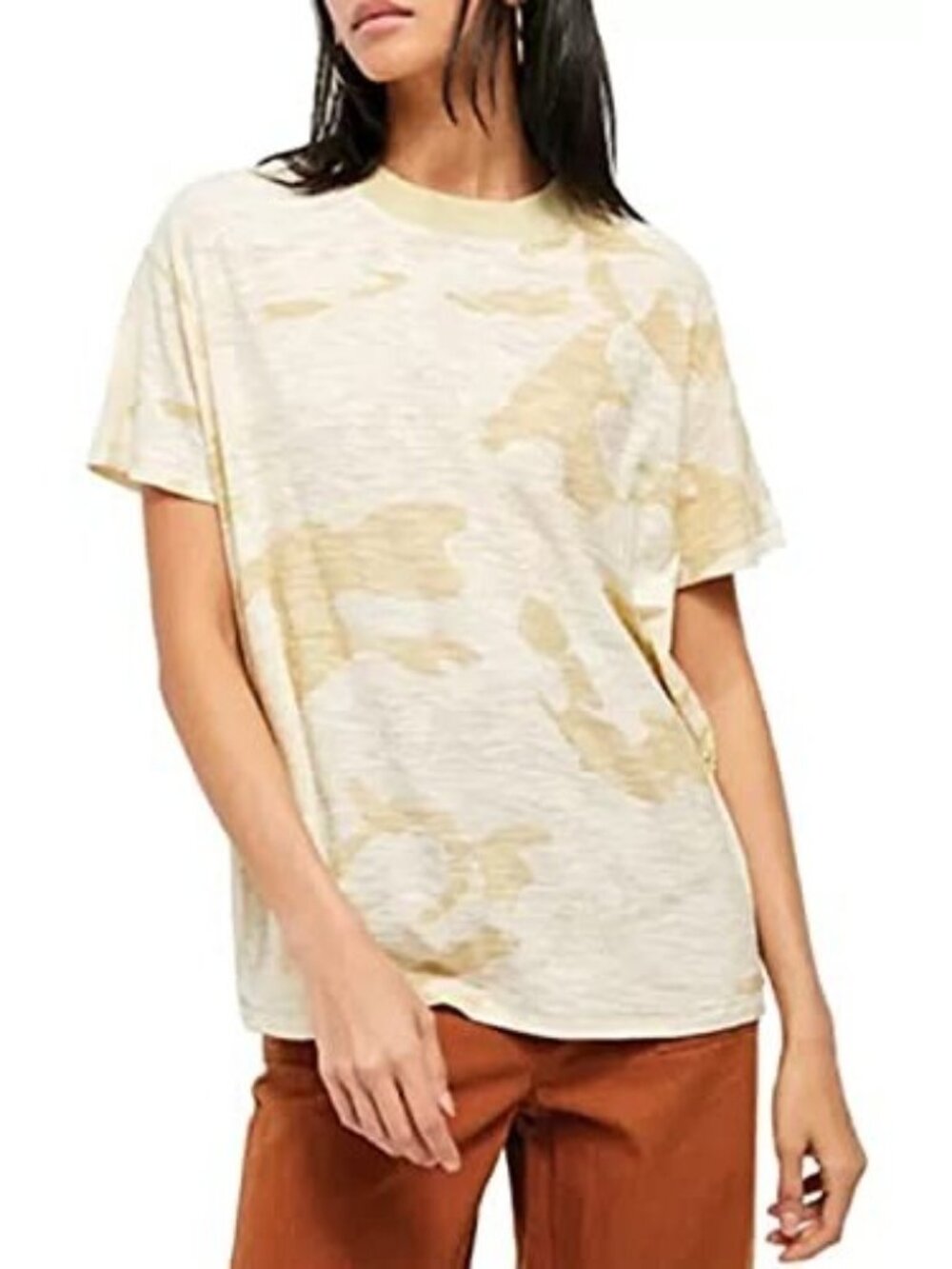 Free People Maybelle T-Shirt Relaxed Camo Sand Beige Camo Size XS MSRP $78